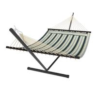 Outsunny Outdoor Hammock with Stand, Detachable Pillow, Camping Hammock with Spreader Bars, 120kg Load Capacity, for Garden, Patio, Green