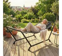 Outsunny Outdoor Hammock with Stand with Side Pocket, Headrest, Dark Grey