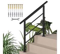 Outsunny Outdoor Handrail for Stairs, 0°-45° Adjustable, Fit 1 to 3 Steps