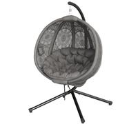 Outsunny Outdoor Hanging Chair Swing Chair with Metal Stand Charcoal Grey