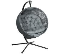 Outsunny Hanging Swing Chair w/ Metal Stand & Side Pocket, Charcoal Grey, Grey