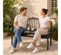 Outsunny Outdoor Metal Frame 2 Seater Bench Patio Park Garden Seating Chair