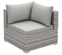 Outsunny Rattan Corner Sofa Garden Rattan Furniture Single Sofa Chair - Grey - Alloy Steel - 75cm x 75cm x 65 cm