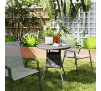 Outsunny Outdoor Pe Rattan Dining Table, Grey, Grey