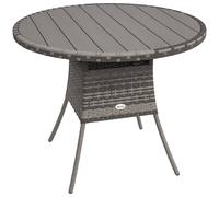 Outsunny Outdoor Pe Rattan Dining Table W/ Wood-Plastic Composite Top, Grey