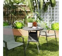 OUTSUNNY 70cm Outdoor PE Rattan Dining Table with Wood-plastic Composite Top, Grey Outsunny Grey