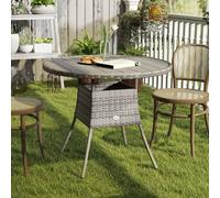 Outsunny Outdoor PE Rattan Dining Table w/ Wood-plastic Composite Top, Grey