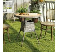 Outsunny Outdoor PE Rattan Dining Table w/ Wood-plastic Composite Top, Natural