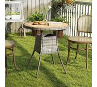 OUTSUNNY Outdoor PE Rattan Dining Table w/ Wood-plastic Composite Top, Natural | Size: 70 cm x 70 cm Outsunny Natural 70 cm x 70 cm