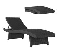 Outsunny PE Rattan Sun Lounger with 4-Level Adjustable Backrest, Black, Black