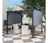 Outsunny Outdoor Retractable Pergola Garden Sun Shade Patio Canopy Shelter, Grey