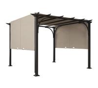 Outsunny 3 x 3(m) Garden Pergola, Outdoor Pergola Gazebo with Adjustable Canopy, Sun Shade Patio Canopy Shelter, Beige Beige