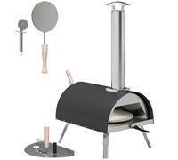 Outsunny Outdoor Pizza Oven Foldable Legs Pellet Wood Fired Pizza Maker w/ 12" Rotating Stone and Peel