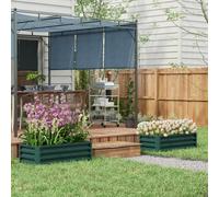 Outsunny Outdoor Planter Box, Steel Raised Garden Bed, Set of 2, Green, Green