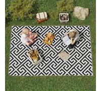 Outsunny Outdoor Reversible Rug - Black and White Design, Black