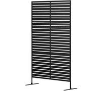 Outsunny Outdoor Privacy Screen, Freestanding Outdoor Divider, Striped Black Black