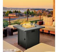 OUTSUNNY Outdoor Propane Gas Fire Pit Table w/ Rain Cover, 40000 BTU, Black Outsunny Black
