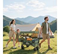 Outsunny Outdoor Push Pull Wagon Stroller Cart W/ Canopy Top Green
