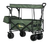 Outsunny Outdoor Push Pull Wagon Stroller Cart W/ Canopy Top Grey - Green | TJ Hughes