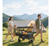 Outsunny Outdoor Push Pull Wagon Stroller Cart w/ Canopy Top Black | TJ Hughes White