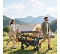 OUTSUNNY Outdoor Push Pull Wagon Stroller Cart w/ Canopy Top in Black Outsunny Black