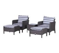 Outsunny Outdoor Rattan 2 Seater with Footstools - Dark Grey | TJ Hughes