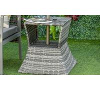 Outsunny Rattan Side Table Outdoor Tea Coffee Table W/ Umbrella Hole For Bistro Garden In Grey Grey