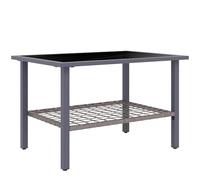Outsunny Outdoor Rattan Coffee Table, Rectangular Tea Side Table, Mixed-grey - Mixed-grey - Steel, PE Rattan, Tempered Glass - 45H x 72L x 50W cm