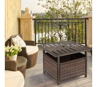 Outsunny Outdoor Rattan Coffee Table w/ Umbrella Hole Fit for Garden Backyard