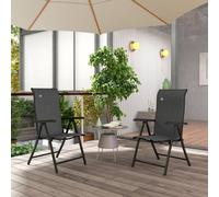 Outsunny Outdoor Rattan Folding Chair Set W/ Adjustable Backrest In Grey Grey
