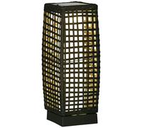 Outsunny Outdoor Rattan Solar Lantern Wtih Auto On/off Solar Powered Led Lights In Grey Grey