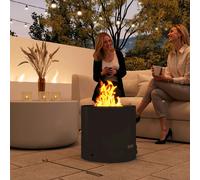 Outsunny Outdoor Round Fire Pit with Ash Tray and Fire Poker, Black