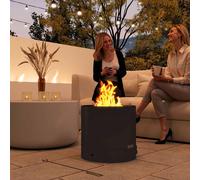OUTSUNNY Outdoor Round Fire Pit with Ash Tray & Fire Poker, Black Outsunny Black