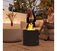OUTSUNNY Outdoor Round Fire Pit with Ash Tray & Fire Poker, Black Outsunny Black