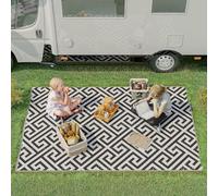 Outsunny Outdoor Rug Reversible 152 x 243 cm (5 x 8 ft), Black & White