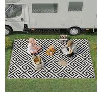 Outsunny Outdoor Rug Reversible 182 x 274 cm (6 x 9 ft), Black & White