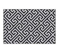 Outsunny Outdoor Rug Reversible Mat Plastic Straw Rug Portable RV Camping Mat for Garden Deck Picnic Indoor, 121 x 182 cm (4 x 6 ft), Black & White