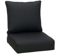 Outsunny Outdoor Seat and Back Cushion Set, 63L x 55W x 15Dcm Olefin Patio Deep Seating Chair Fade Resistant Replacement Cushion for Rattan Sofa, Indoor or Outdoor Furniture Black