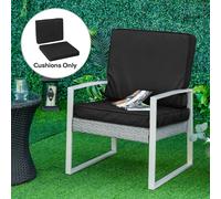 Outsunny 2 Pieces Seat Cushion And Back Pad Set For Rattan Furniture Black