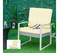 Outsunny Outdoor Seat and Back Cushion Set Replacement Cushions, Cream White - Cream - Polyester - 56L x 52W x 7H cm