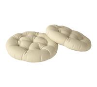 Outsunny Outdoor Seat Cushions Set of 2 with UV Protected Cover, Thick Round Chair Cushions for Patio Furniture, Tufted Design Chair Pads, 60 x 60 cm, Beige Beige