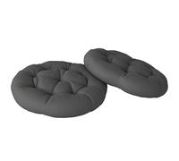 Alfresco Outdoor Seat Cushions Set of 2, Tufted Round Chair Pads, Dark Grey, none