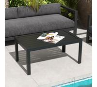 Outsunny Outdoor Side Table Garden Table With Steel Frame And Slat Top Black