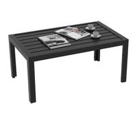 Outsunny Outdoor Side Table Garden Table with Steel Frame and Slat Top Black