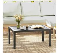 Outsunny Outdoor Side Table Garden Table with Steel Frame and Slat Top Grey Wood - 1 - 101.5 x 61 x 46 cm - 61