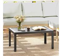 Outsunny Outdoor Side Table Garden Table with Steel Frame and Slat Top Grey Wood