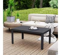 Outsunny Outdoor Side Table - Galvanised Steel Frame, Slat Top, Grey, 101.5x61x46cm