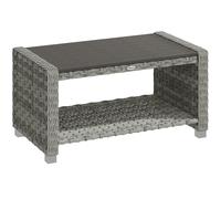 Outsunny Outdoor Side Table with 2-tier Storage Rattan End Table for Patio 90 cm Grey