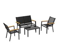 Outsunny Outdoor Sofa 4 Seater Garden Sofa Set with Loveseat 2 Chairs and Coffee Table Black