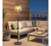 Outsunny Outdoor Solar Floor Lamp, Adjustable Height Rechargeable Floor Lamp, IP44 Waterproof, with Light Sensor, 2700K Warm Light for Garden and Balcony, Black